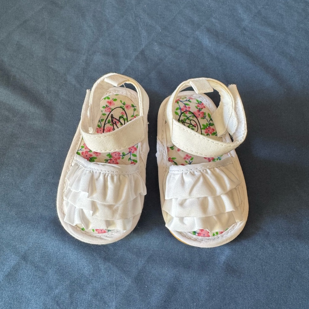 White Ruffle Kids Sandals